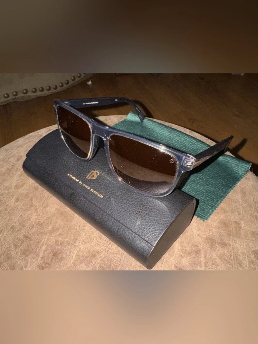 NEW David Beckham DB 1060/S KB770 Sunglasses - Transparent Grey / Brown + Kit